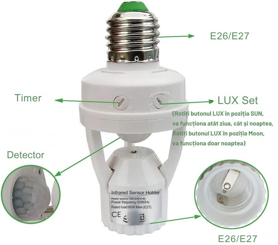 Adaptor cu Senzor de Mișcare